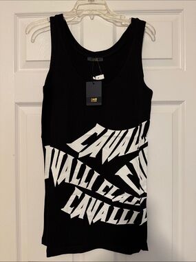 NWT Cavalli Class Black and White Logo Graphic Tank XL